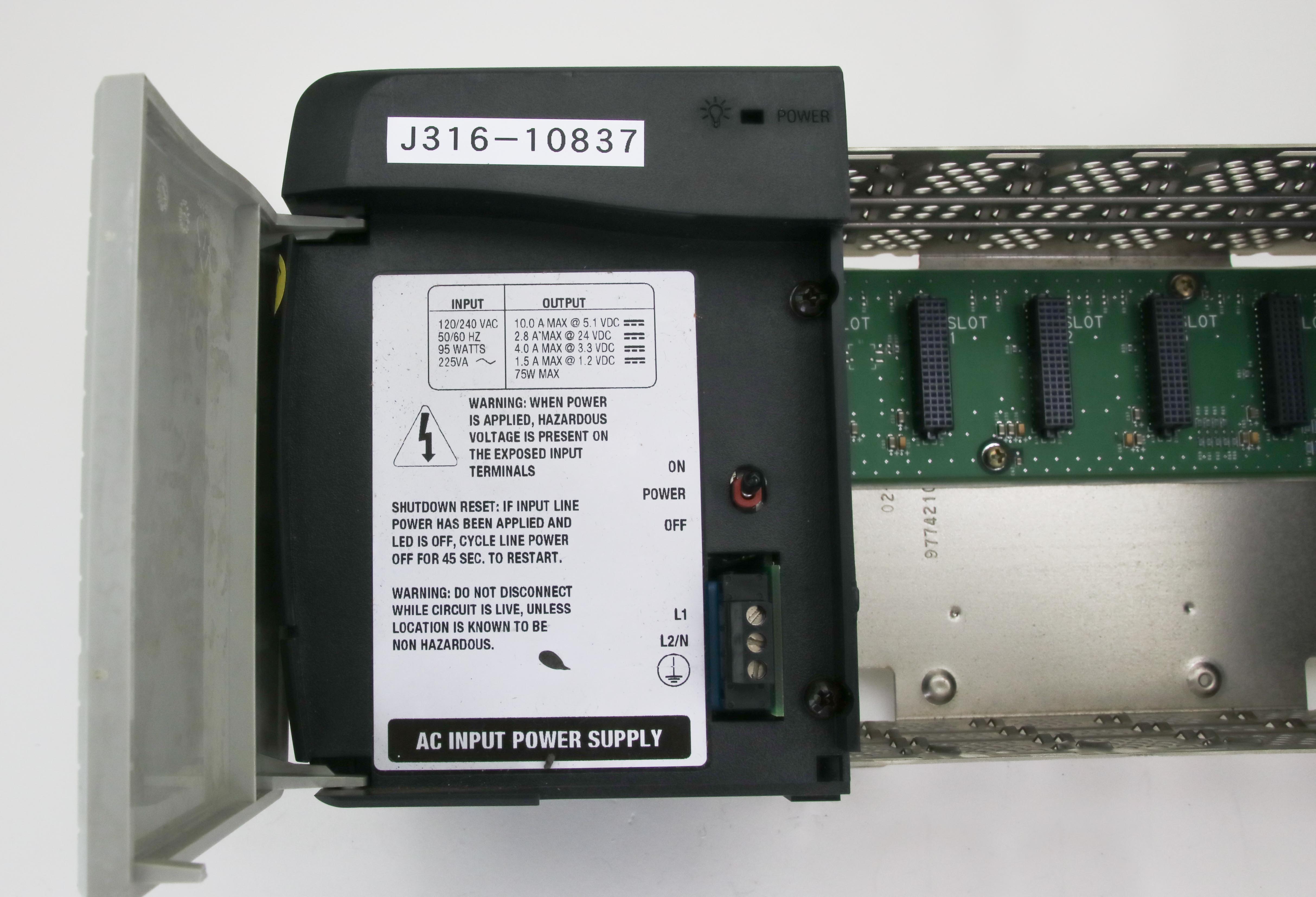 10837 ALLEN BRADLEY CONTROLLOGIX 13 SLOT CHASSIS W/ PSU 1756-PA72